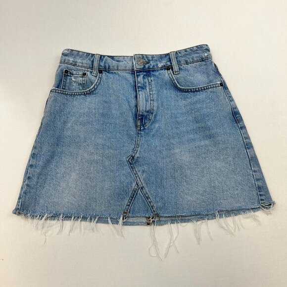 BDG Urban Outfitters Womens Blue Cotton Raw Hem Denim Mini Skirt Size Medium - Picture 1 of 10